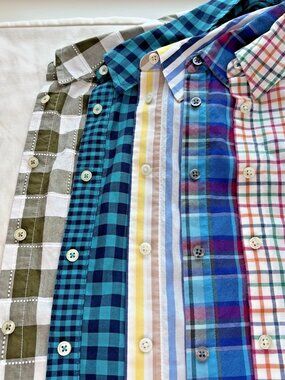 Lot of 5 Talbots Long Sleeve Button Up Shirts Sz XL Plaid Checks Stripes